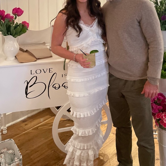 V. Chapman Narcisse Smocked Ruffle Trim Midi Dress - Picture 6 of 6